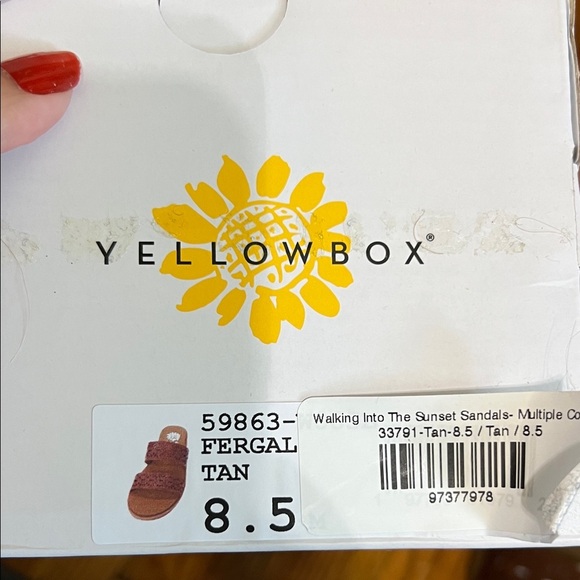 Yellow Box Tan Laser-Cut Sandals - Picture 2 of 5